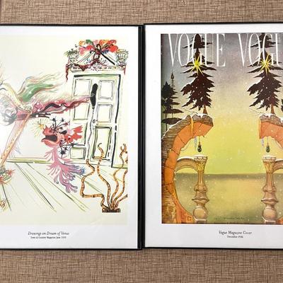 Lot 47 Another Trio of Salvador Dali Prints Framed Under Glass 1940s Vogue Magazine Ads Covers