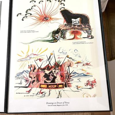 Lot 47 Another Trio of Salvador Dali Prints Framed Under Glass 1940s Vogue Magazine Ads Covers