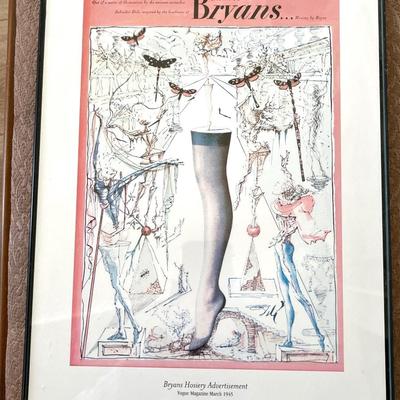 Lot 48 Pair Salvador Dali Bryans Stockings Ads Framed Under Glass 11x14
