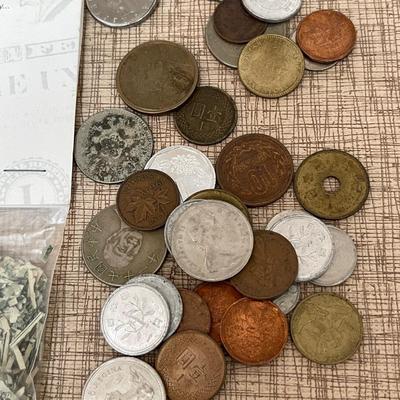 Lot 60 Collection of Foreign Money Paper & Coins Shredded from Federal Reserve