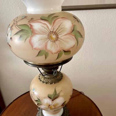 Lot 67 Contemporary Electric Hurricane Lamp Hand Painted 23" tall.