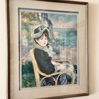 Lot 70 Framed Print Renior Lady in Chair By the Sea Under Glass