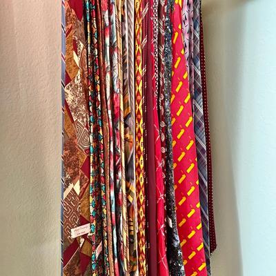 Lot 71 Collection of Mens Ties + Battery Operated Revolving Tie Rack Beatles USC