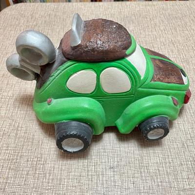 Lot 76 Vintage VW Bug Cookie Jar With Wind Up Key Volkswagen Hand Painted