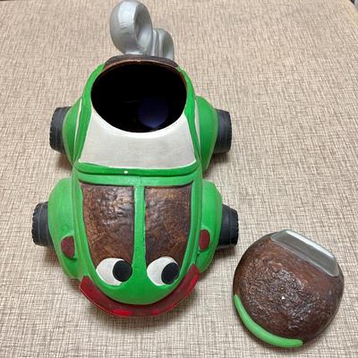 Lot 76 Vintage VW Bug Cookie Jar With Wind Up Key Volkswagen Hand Painted