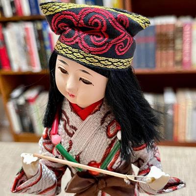 Lot 78 Kokeshi Doll + Female Japanese Conductor Under Plastic Dome 12"
