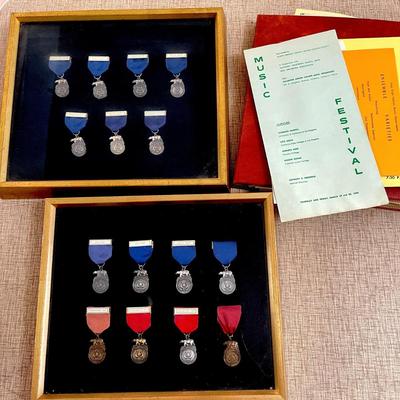 Lot 87 Framed Student Music Medals + Programs + Scrapbook