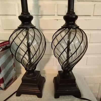TWO MATCHING METAL TABLE LAMPS