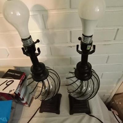 TWO MATCHING METAL TABLE LAMPS