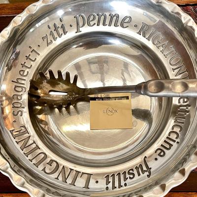 Lot 99 Lenox Cast Aluminum 18" Pasta Bowl & Serving Spoon