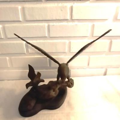 TWO BRASS EAGLE FIGURINES