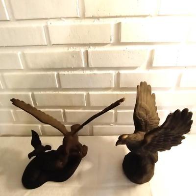 TWO BRASS EAGLE FIGURINES