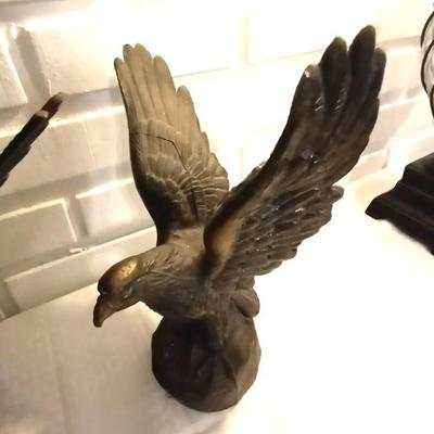 TWO BRASS EAGLE FIGURINES