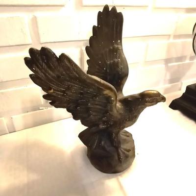 TWO BRASS EAGLE FIGURINES