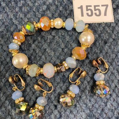 Bracelet and Clip Earrings