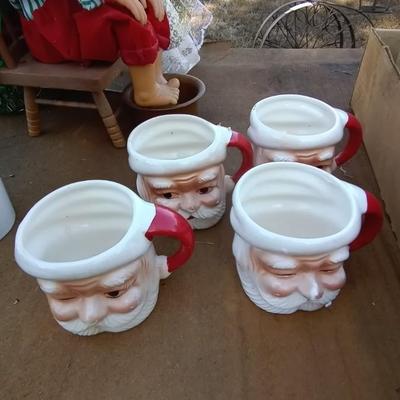 VINTAGE CERAMIC SANTA MUGS AND ORNAMENT FIGURINES