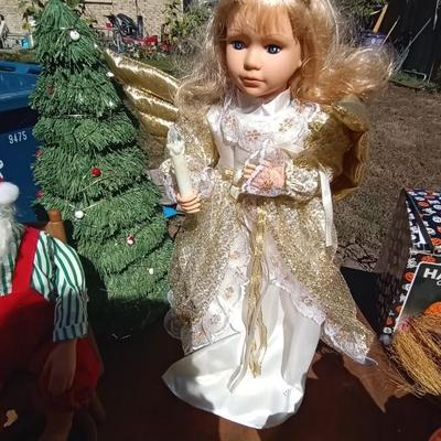 SANTA IN ROCKING CHAIR AND ANGEL