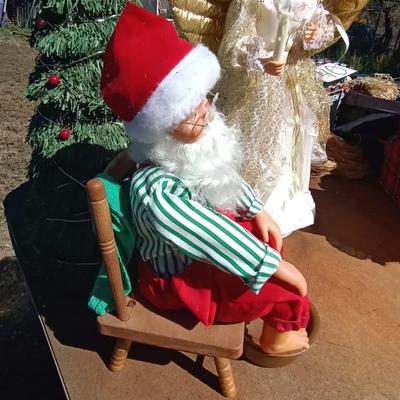 SANTA IN ROCKING CHAIR AND ANGEL