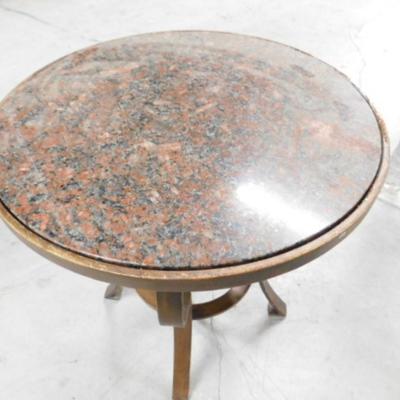 Rustic Heavy Metal Frame Marble Top Side Table