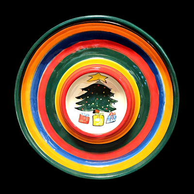 Handcrafted Holiday Chips & Salsa Plate by L. Pierce Pottery