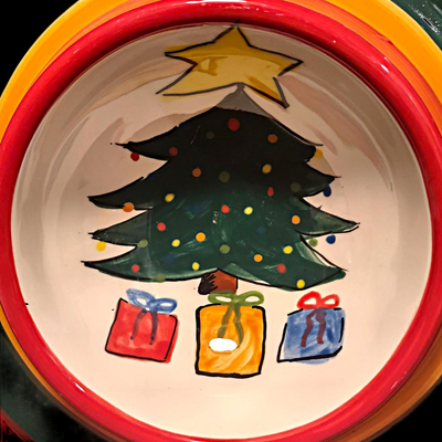 Handcrafted Holiday Chips & Salsa Plate by L. Pierce Pottery
