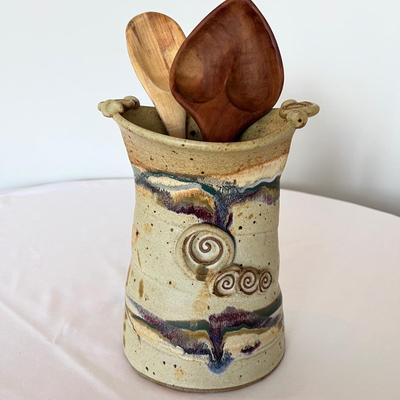 Hand-Built Stoneware Pottery Vase/Utensil Holder & More (LR-RG)