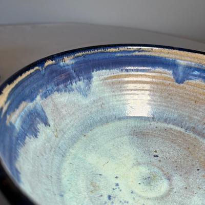 Large Signed Stoneware Pottery Serving Bowl (LR-RG)