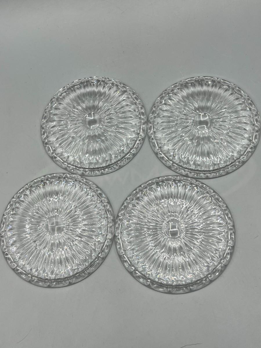 Set of Retro Mid Century Crystal Glass Coasters