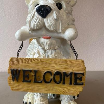 White Scottie dog welcome front door sign