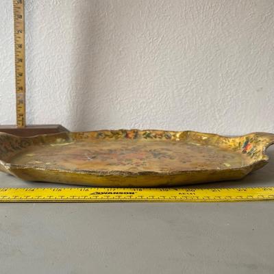 Vintage pressed wood serving tray