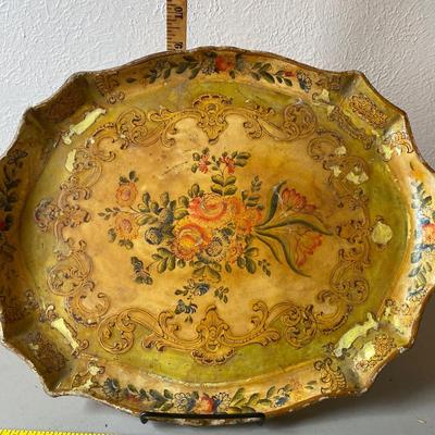 Vintage pressed wood serving tray