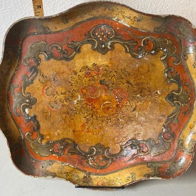 Vintage pressed wood serving tray