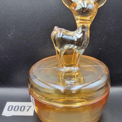 Vintage Glass Deer Powder Jar