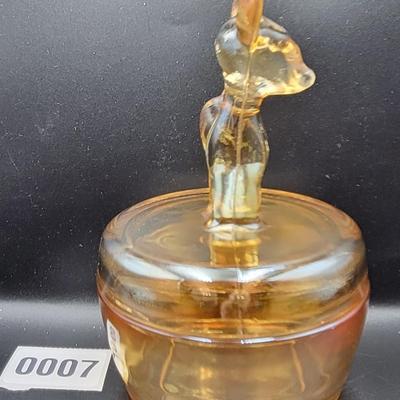 Vintage Glass Deer Powder Jar