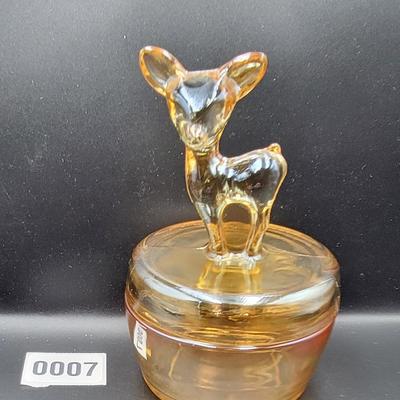 Vintage Glass Deer Powder Jar