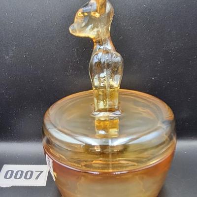 Vintage Glass Deer Powder Jar