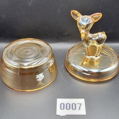 Vintage Glass Deer Powder Jar