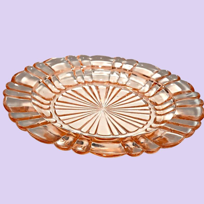 2 Vintage Pink Depression Glass Saucers