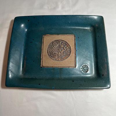 Pair of Square Pottery Dishes (LR-RG)