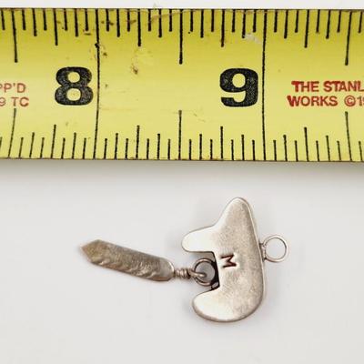 MEXICAN SILVER & TURQUOISE BEAR & FEATHER PENDANT
