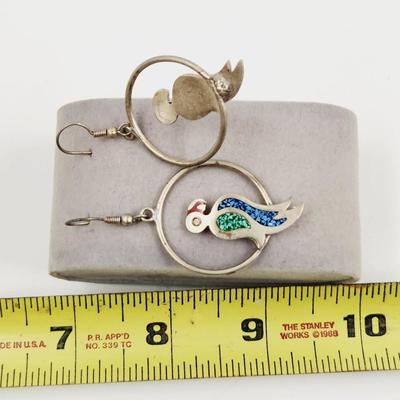 MEXICAN SILVER BIRD HANGING EARRINGS