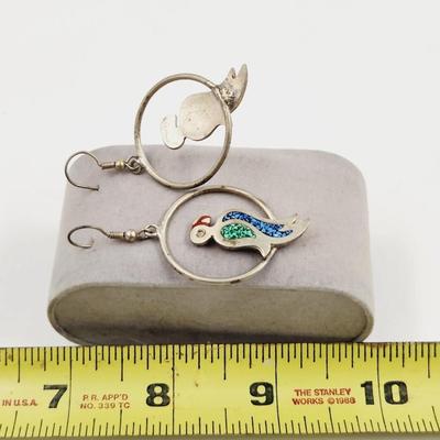 MEXICAN SILVER BIRD HANGING EARRINGS