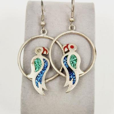 MEXICAN SILVER BIRD HANGING EARRINGS