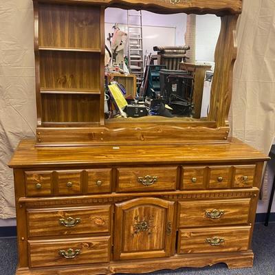 Bassett Dresser and Mirror 72â€x62â€x18â€