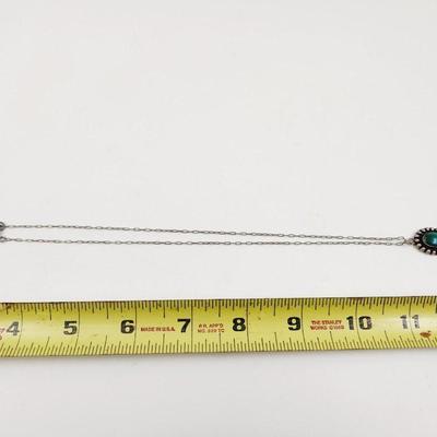 MEXICAN SILVER & TURQUOISE PENDANT & NECKLACE