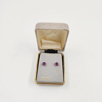 14K GOLD AMETHYST POST EARRINGS