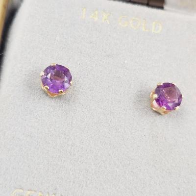14K GOLD AMETHYST POST EARRINGS