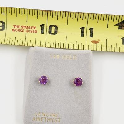 14K GOLD AMETHYST POST EARRINGS