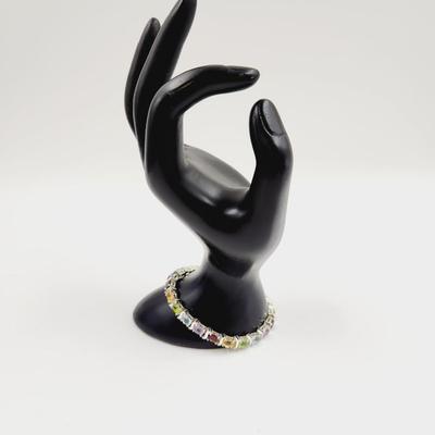 BEAUTIFUL MUTI COLORED CRYSTAL .925 SILVER BRACELET