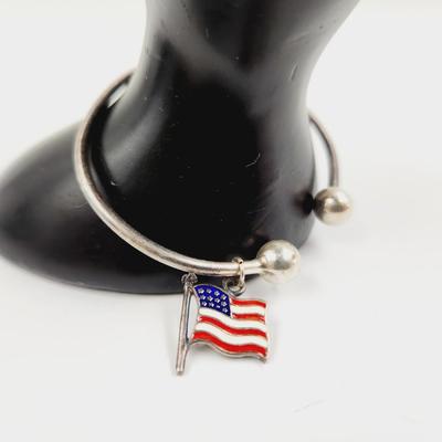 STERLING ADJUSTABLE FLAG BRACELET